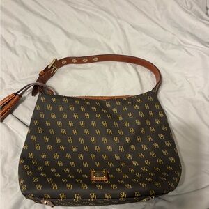 Dooney & Bourke Black and Gold Monogram Shoulder Bag